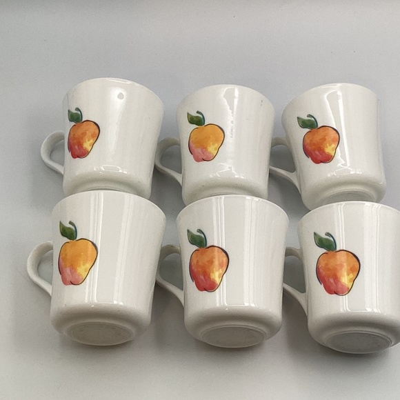 Vintage Corelle By Corning Mug Fruit Basket Apple And Cherries Six Mugs Cups - Picture 6 of 6